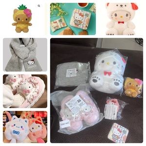 Hello Kitty Pineapple Plush Scarf Slipper Keychain Cookie Lot